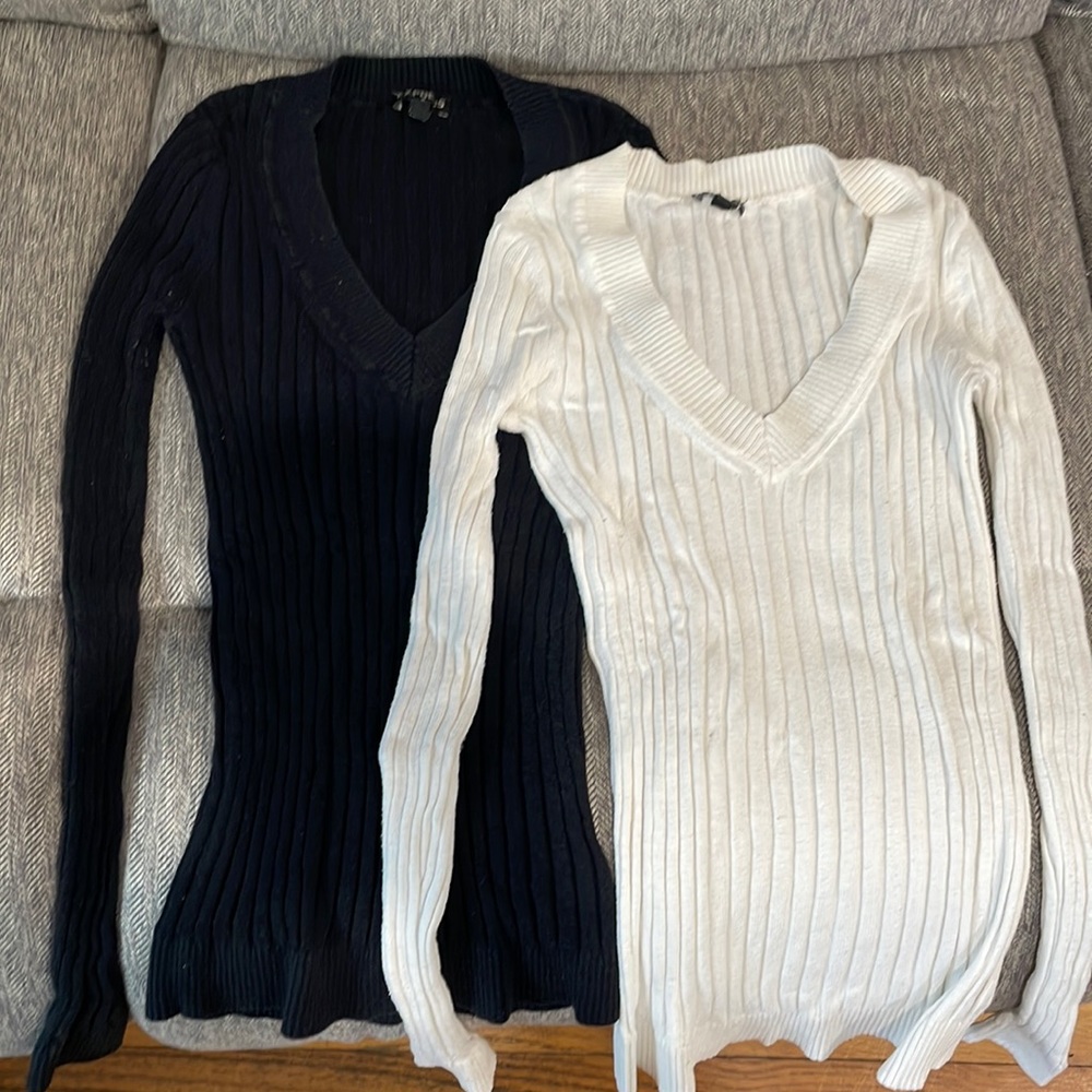 Two V-neck long sleeve